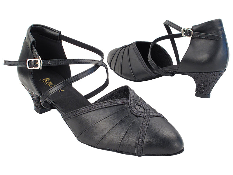 6825B Black Leather_127 Black Stardust Trim with 1.3&quot; Heel (387) in the photo