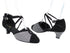 6825B 105 Glitter Black Satin_H_Black Nubuck with 1.3" Cuban Heel in the photo