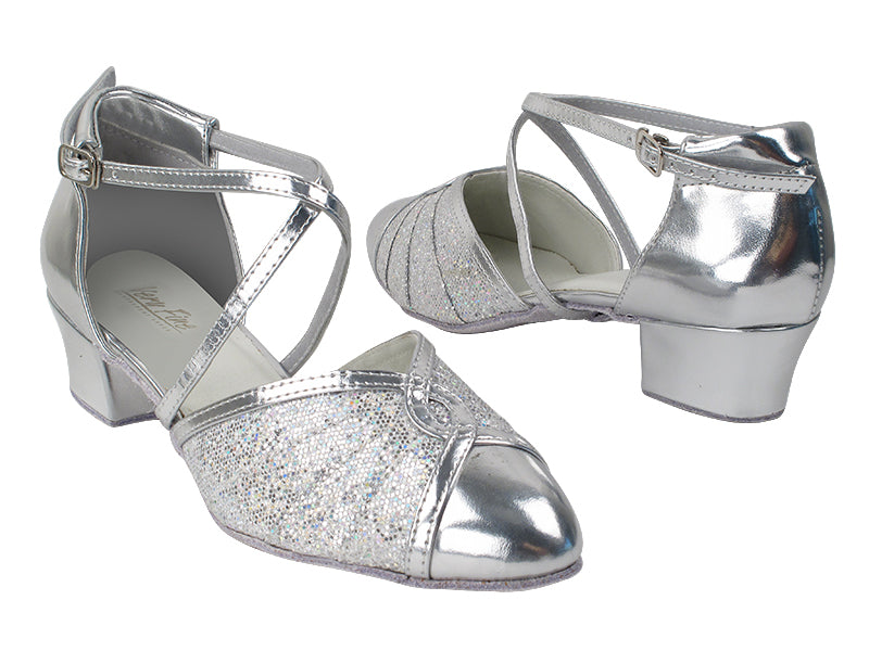 6825B 107 Silver Scale_55 Silver PU_Cuban Heel with 1.5&quot; Medium Heel in the photo
