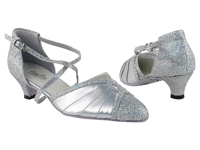 6825B 6 Silver Sparklenet_H_151 Soft Silver PU with 1.3&quot; Cuban Heel in the photo