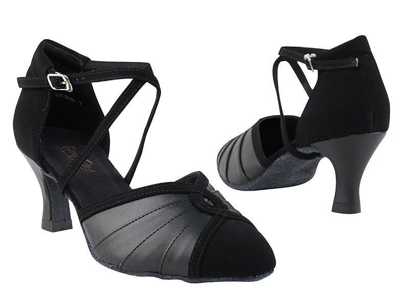 6825B Black Leather &amp; Black Nubuck with 2.5" low heel (2899) in the photo