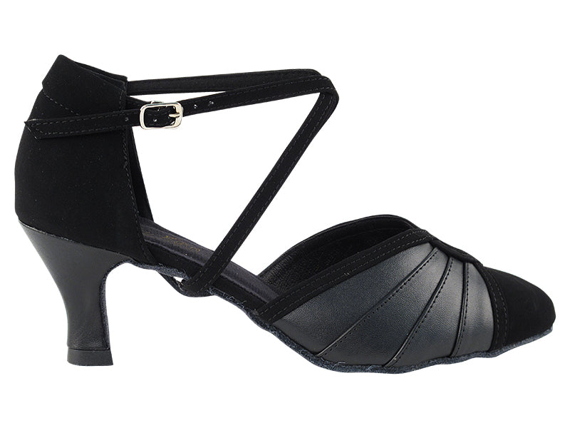 6825B Black Leather &amp; Black Nubuck with 2.5" low heel (2899) in the photo