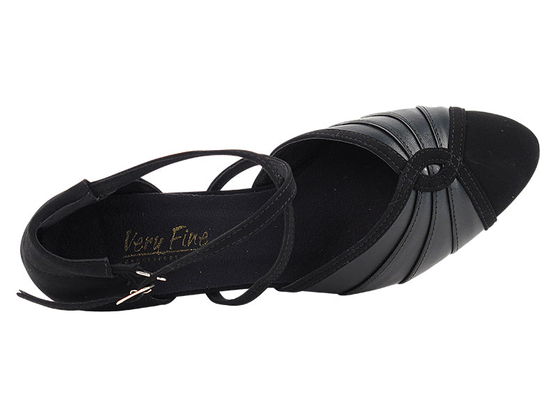 6825B Black Leather &amp; Black Nubuck with 2.5" low heel (2899) in the photo