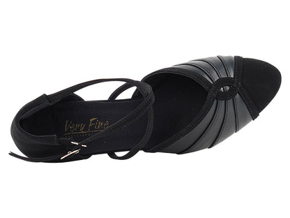 6825B Black Leather &amp; Black Nubuck with 2.5" low heel (2899) in the photo