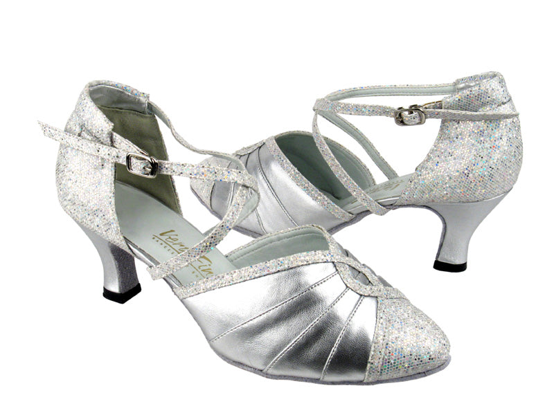 6825B Silver Leather &amp; Silver Scale with 2.5" low heel in the photo