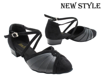 6825FT Black Leather &amp; Black Oxfoard Nubuck with 1" Flat Heel in the photo