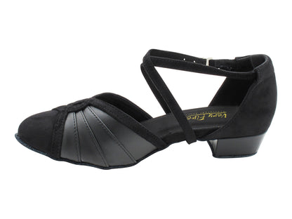 6825FT Black Leather &amp; Black Oxfoard Nubuck with 1" Flat Heel in the photo