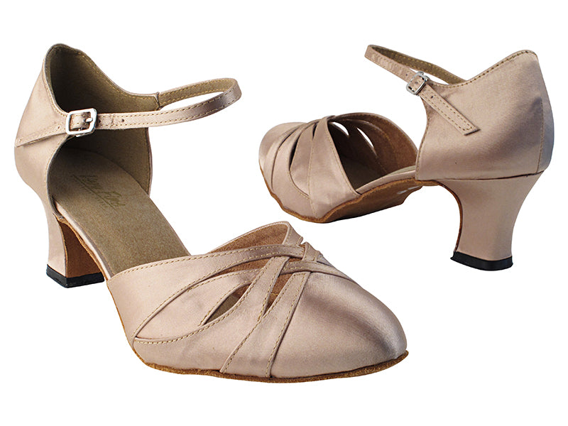 6830 135 Light Brown Satin with 2.2&quot; Thick Cuban heel in the photo