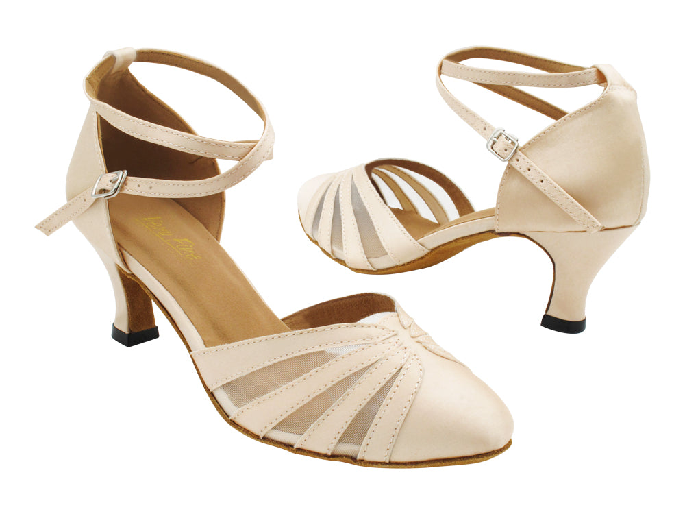 6841 Flesh Satin &amp; Mesh with 2.5" Heel (2899) in the photo