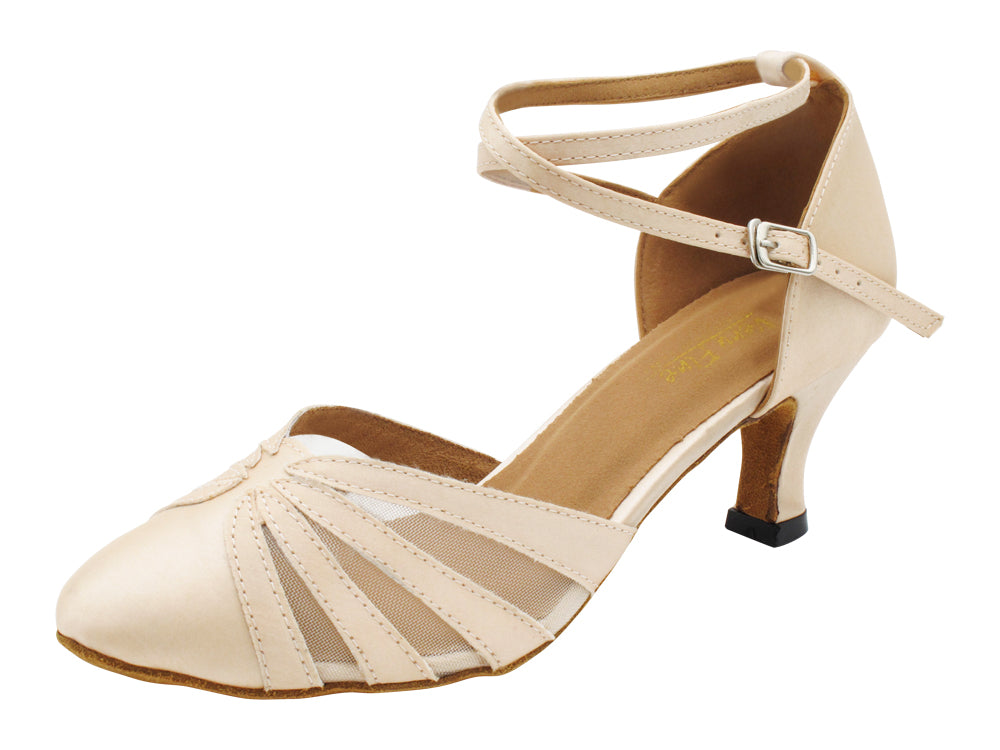 6841 Flesh Satin &amp; Mesh with 2.5" Heel (2899) in the photo