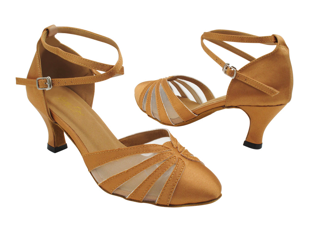 6841 Brown Satin &amp; Mesh with 2.5" Heel (2899) in the photo