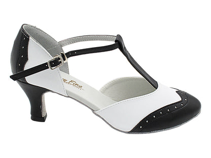 6849 Black Leather &amp; White Leather with 2.5&quot; Heel (2899) in the photo