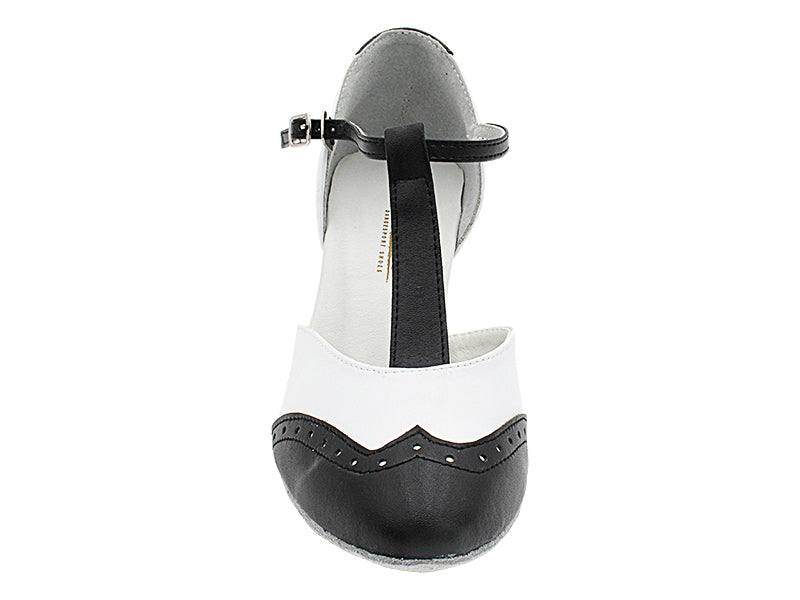 6849 Black Leather &amp; White Leather with 2.5&quot; Heel (2899) in the photo