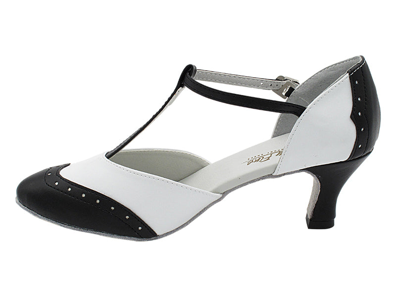 6849 Black Leather &amp; White Leather with 2.5&quot; Heel (2899) in the photo