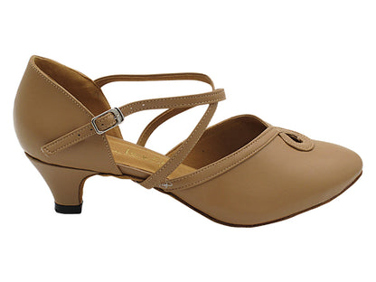 6859 Beige Brown Leather with 1.3&quot; Cuban Heel (387) in the photo