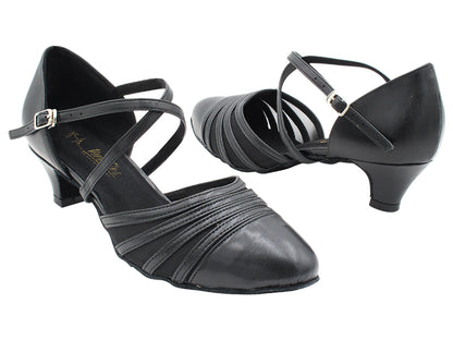 6862 Black Leather &amp; Black Mesh with 1.3&quot; Cuban Heel (387) in the photo