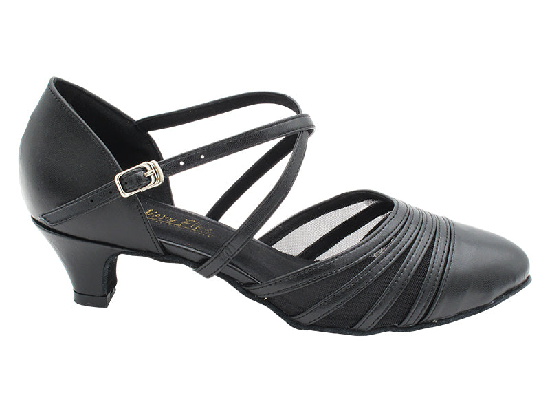 6862 Black Leather &amp; Black Mesh with 1.3&quot; Cuban Heel (387) in the photo