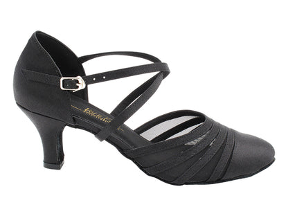 6862 Black Satin &amp; Black Mesh with 2.5&quot; Heel (2899) in the photo