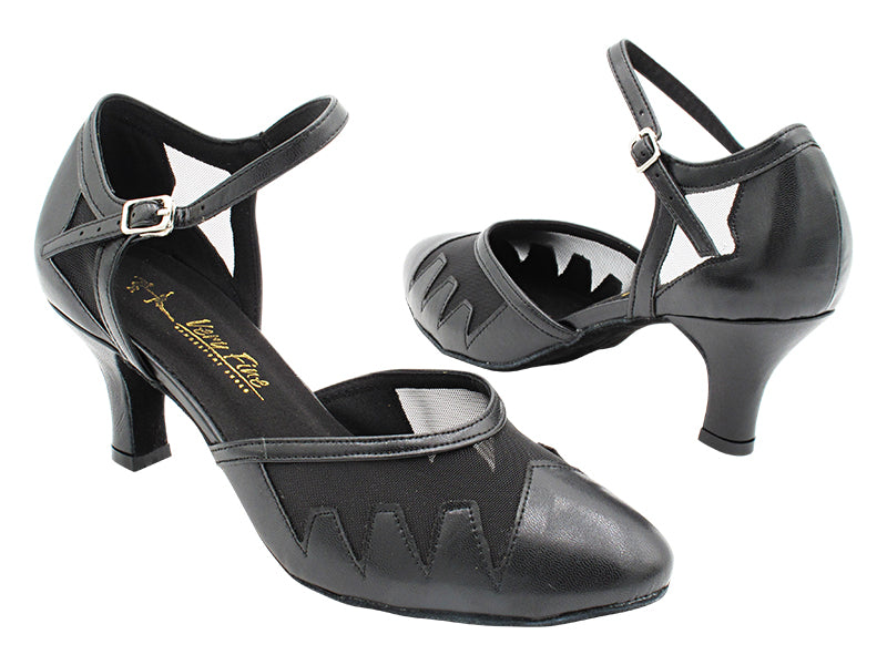 6863 Black Leather &amp; Black Mesh with 2.5" Heel (2899) in the photo