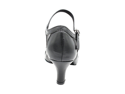 6863 Black Leather &amp; Black Mesh with 2.5" Heel (2899) in the photo