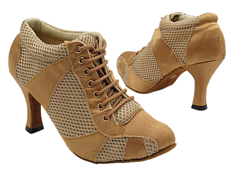 705LEDSS 81 Brown Satin_Brown Knit Mesh with 3&quot; Heel (6812) in the photo