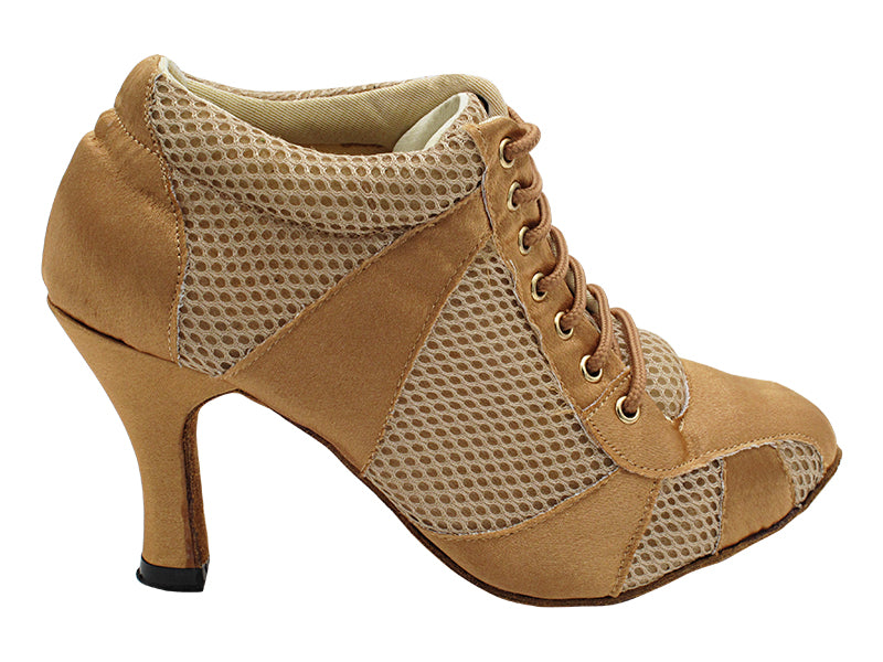 705LEDSS 81 Brown Satin_Brown Knit Mesh with 3&quot; Heel (6812) in the photo