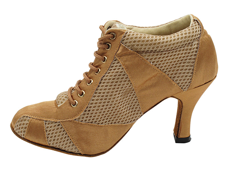 705LEDSS 81 Brown Satin_Brown Knit Mesh with 3&quot; Heel (6812) in the photo