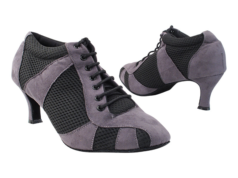 705LEDSS Grey Suede_Black Knit Mesh with 2.6&quot; Flare Heel (475) in the photo