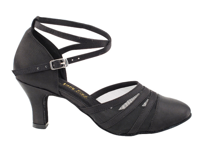 7892LEDSS Black Satin &amp; Black Mesh with 2.5&quot; Low Heel (2899) in the photo