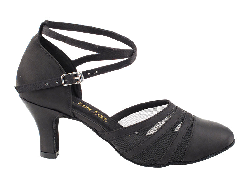 7892LEDSS Black Satin &amp; Black Mesh with 2.5" Low Heel (2899) in the photo