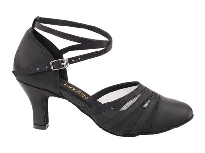 7892LEDSS Black Satin &amp; Black Mesh with 2.5" Low Heel (2899) in the photo