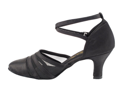 7892LEDSS Black Satin &amp; Black Mesh with 2.5" Low Heel (2899) in the photo