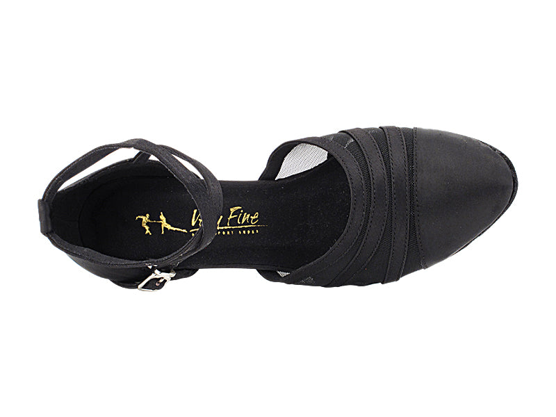 7892LEDSS Black Satin &amp; Black Mesh with 2.5" Low Heel (2899) in the photo