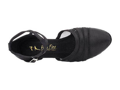 7892LEDSS Black Satin &amp; Black Mesh with 2.5" Low Heel (2899) in the photo