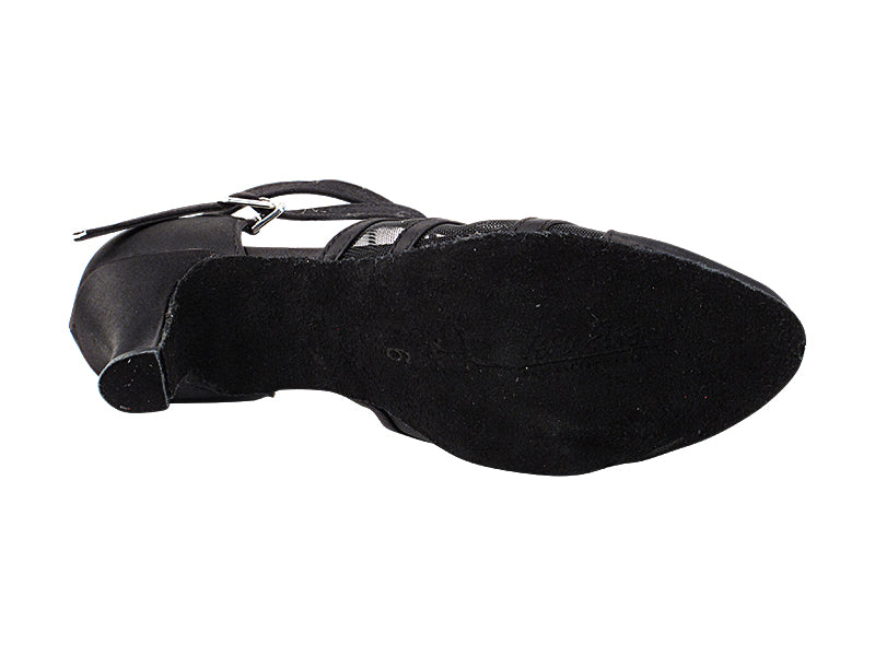 7892LEDSS Black Satin &amp; Black Mesh with 2.5" Low Heel (2899) in the photo