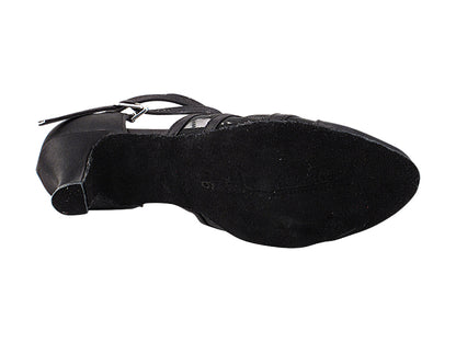 7892LEDSS Black Satin &amp; Black Mesh with 2.5" Low Heel (2899) in the photo
