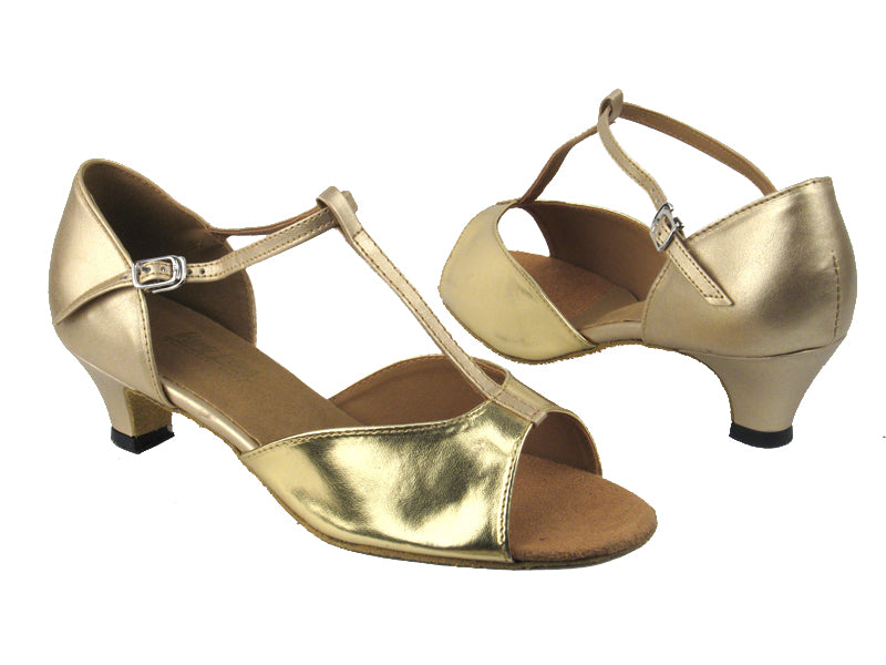 801 Gold Leather_57 Light Gold Leather 1.5&quot; heel in the photo