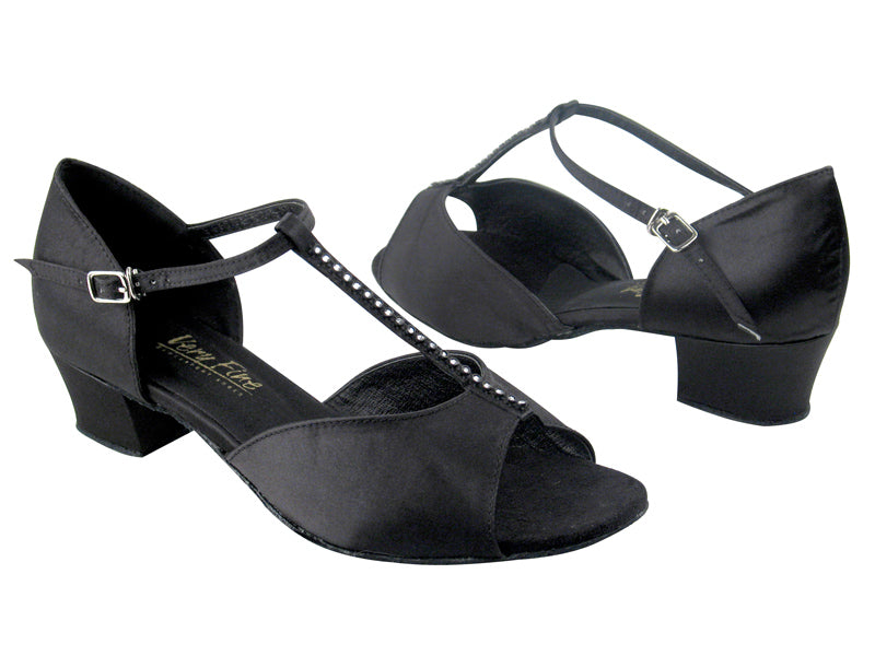 801 Black Satin &amp; Stone with 1.5&quot; Medium Heel in the photo