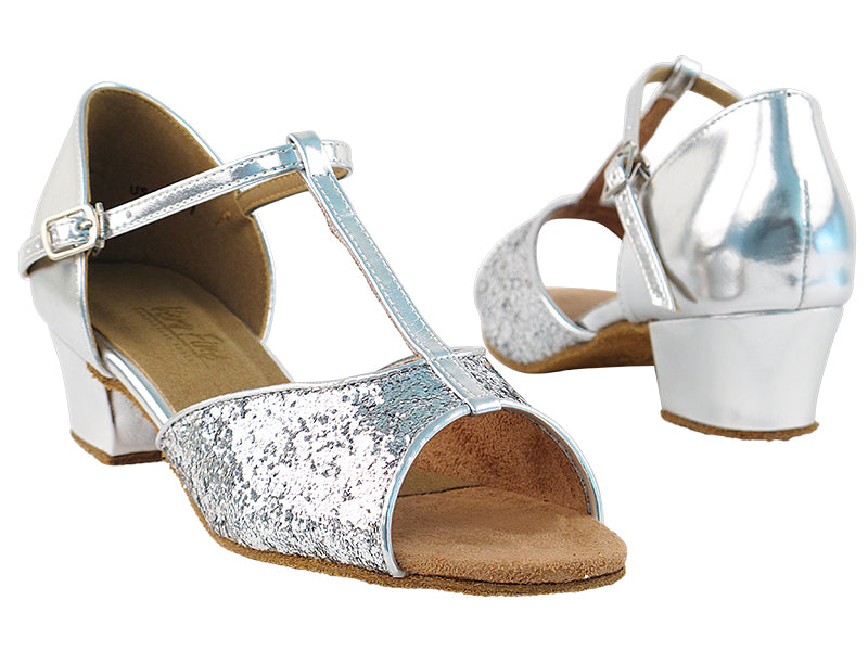 801 Silver Sparkle with 1.5&quot; Medium Heel in the photo