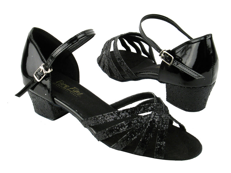 802 12 Black Sparkle_H_Black Patent 1.5&quot; heel in the photo