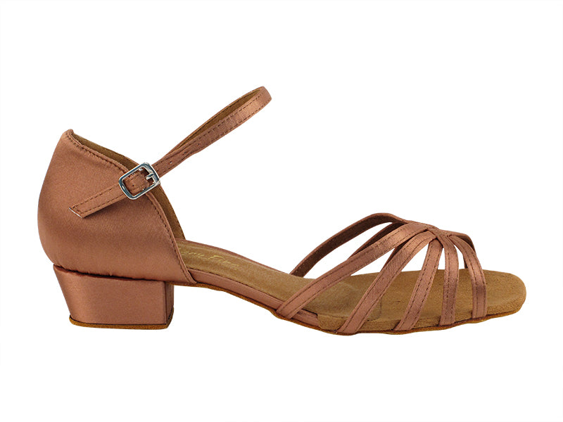 802FT Tan Satin with 1&quot; Flat Heel in the photo