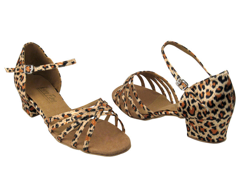 802 Leopard Satin with 1.5&quot; Medium Heel in the photo