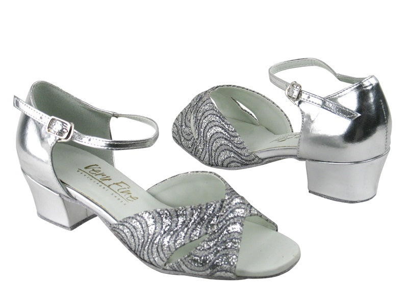 803 214 Silver Grey Wave Glitter_Silver Leather with 1.5&quot; Medium Medium heel in the photo