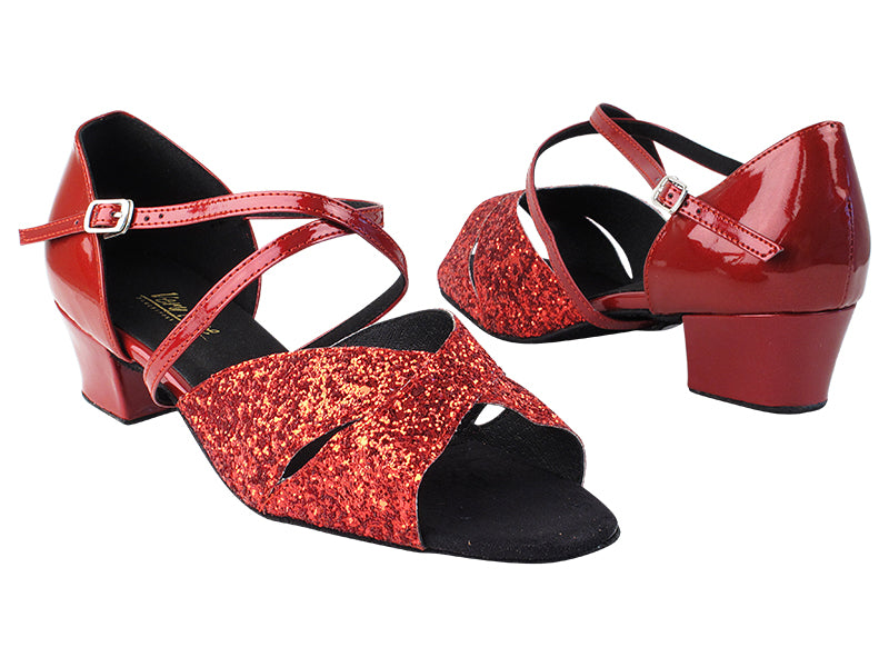 803_6029 10 Red Sparkle_F_131 Red Patent PU_B_S_X-Strap Arch with 1.5&quot; Medium Heel in the photo