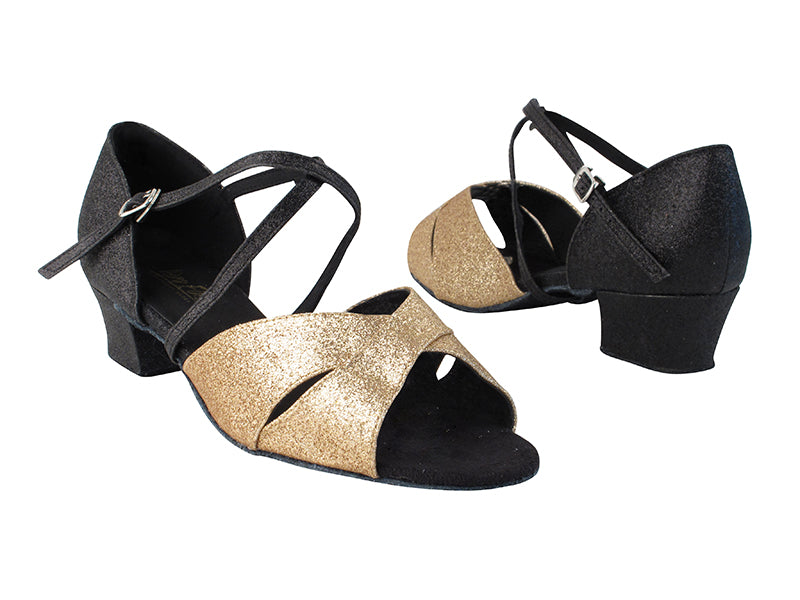 803X 125 Gold Stardust_F_127 Black Stardust_B with 1.5&quot; Medium Heel in the photo