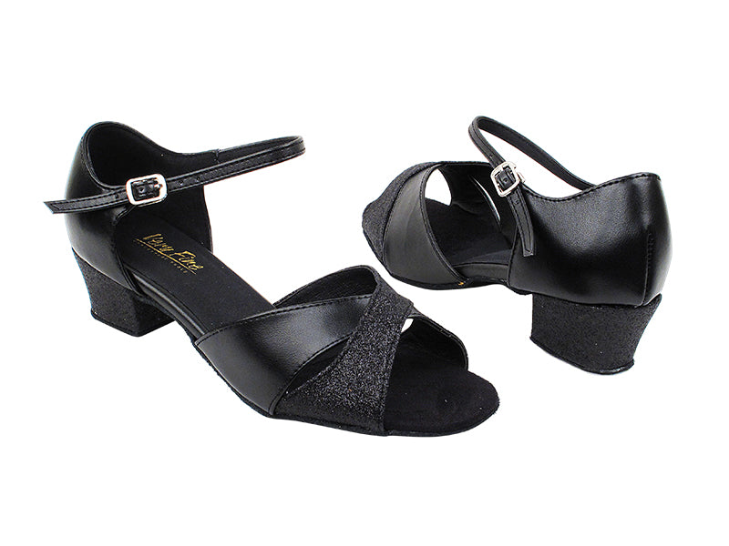 803_6029 12 Black Sparkle_Black Leather with 1.5&quot; Medium Heel in the photo