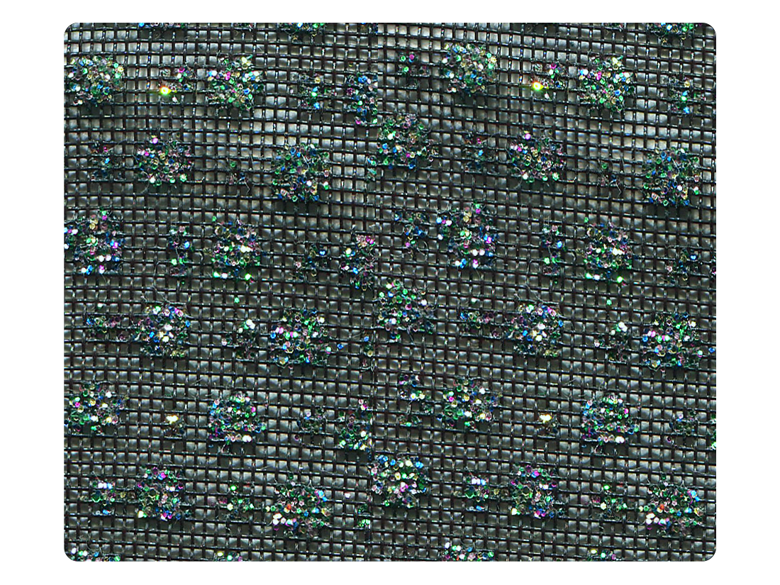 81 Glitter Dots Black Mesh Fabric Swatch