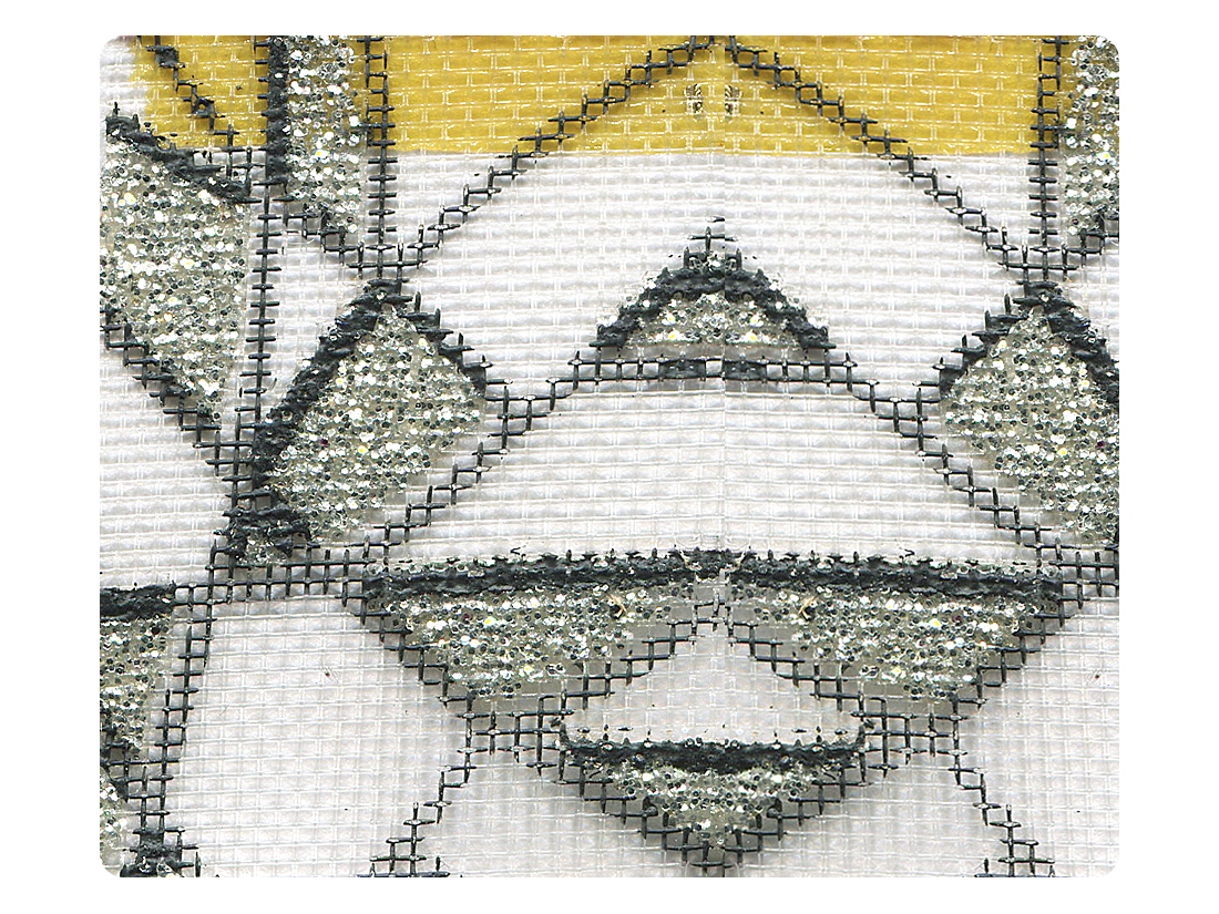 82 Silver Geometric White Mesh Fabric Swatch