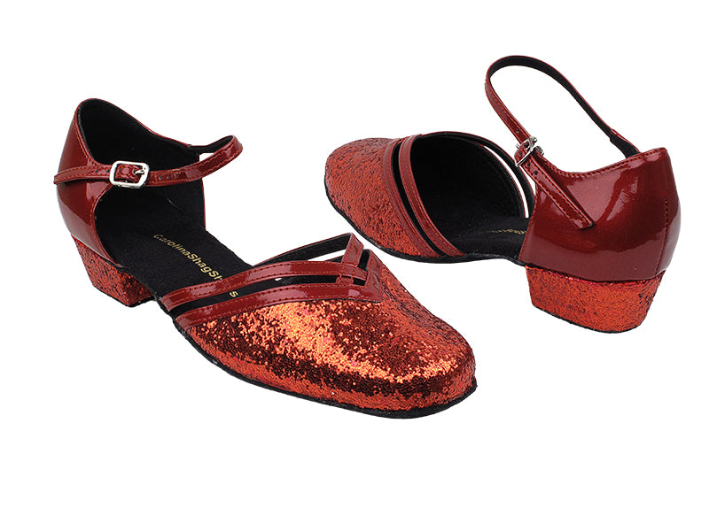 8881 10 Red Sparkle_F_H_131 Red Patent Trim_B with 1&quot; Heel in the photo