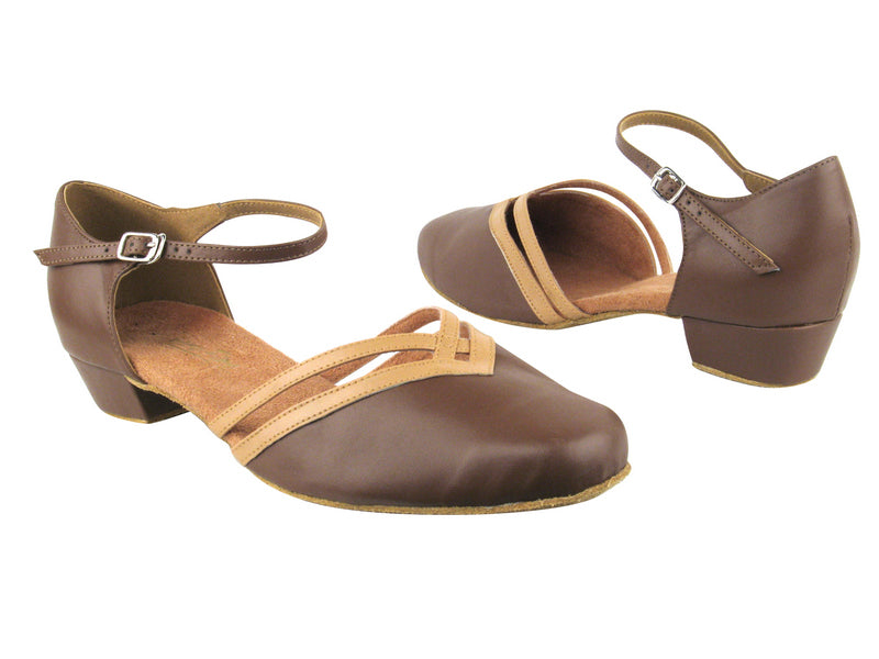 8881 133 Coffee Brown_157 Beige Brown Trim with 1&quot; Women Heel in the photo